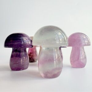 Fluorite Hand Carved Mini Mushrooms